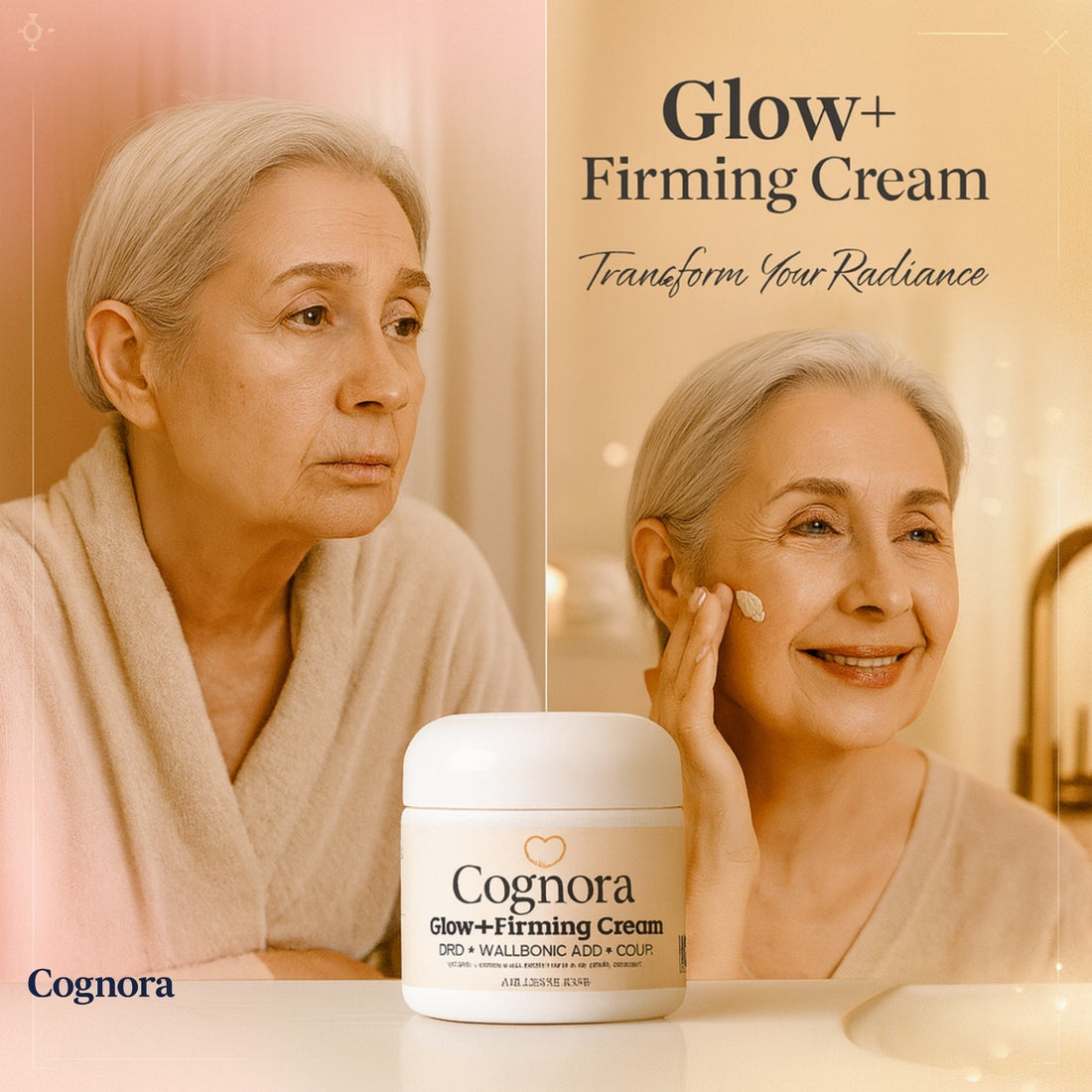 Glow+ by Cognora firming skin cream before and after