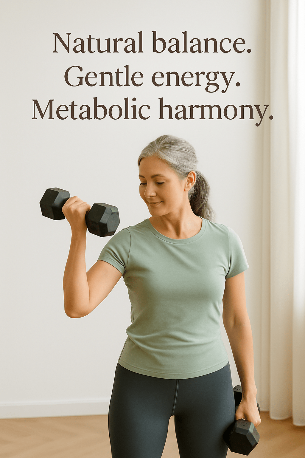 A fit midlife woman with energy, metabolic balance, and healthy midlife wellness.