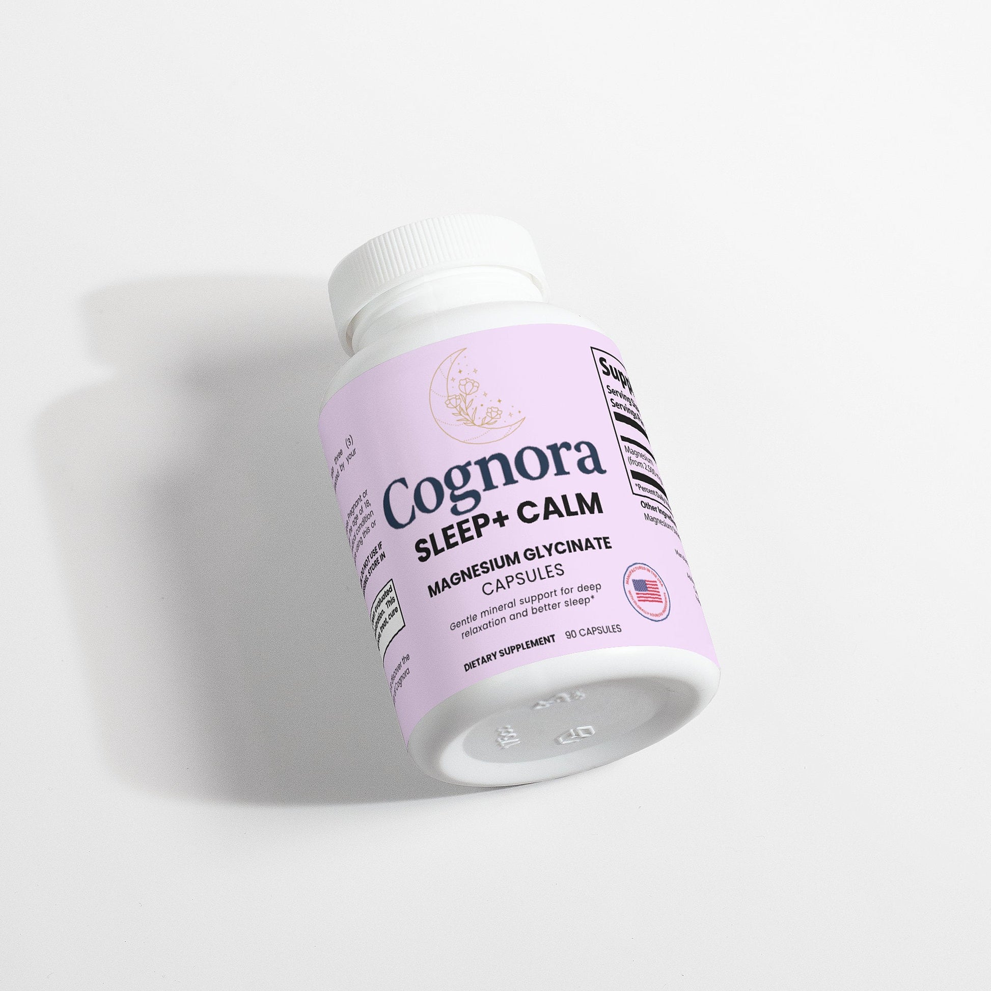 Cognora Sleep + Calm supplement bottle on a white background