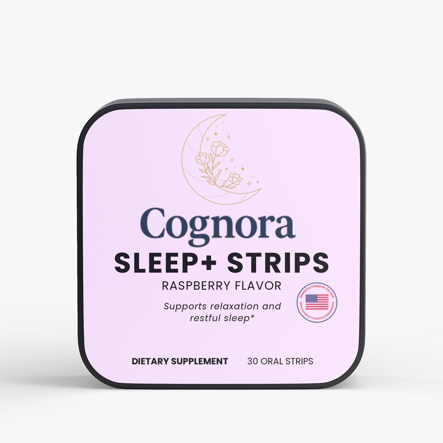Cognora Sleep+ Strips packaging on a light gray background